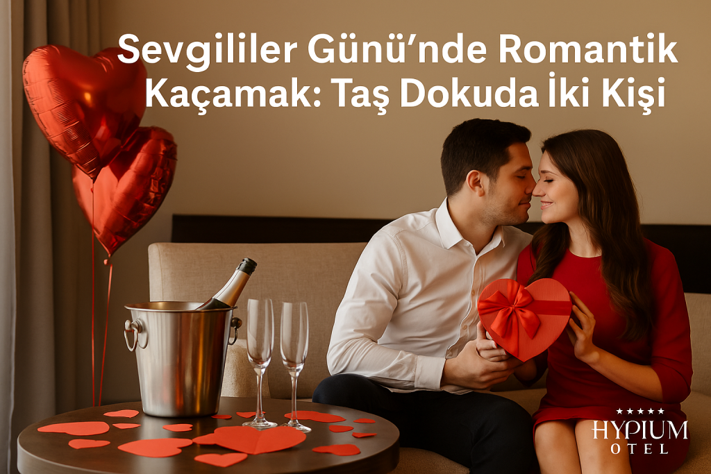Sevgililer Günü için romantik oda, jakuzi ve şarap detayları